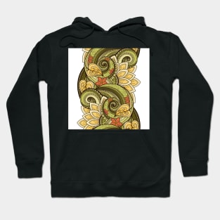 Paisley Print with Vintage Floral Motifs, Striped Composition Hoodie